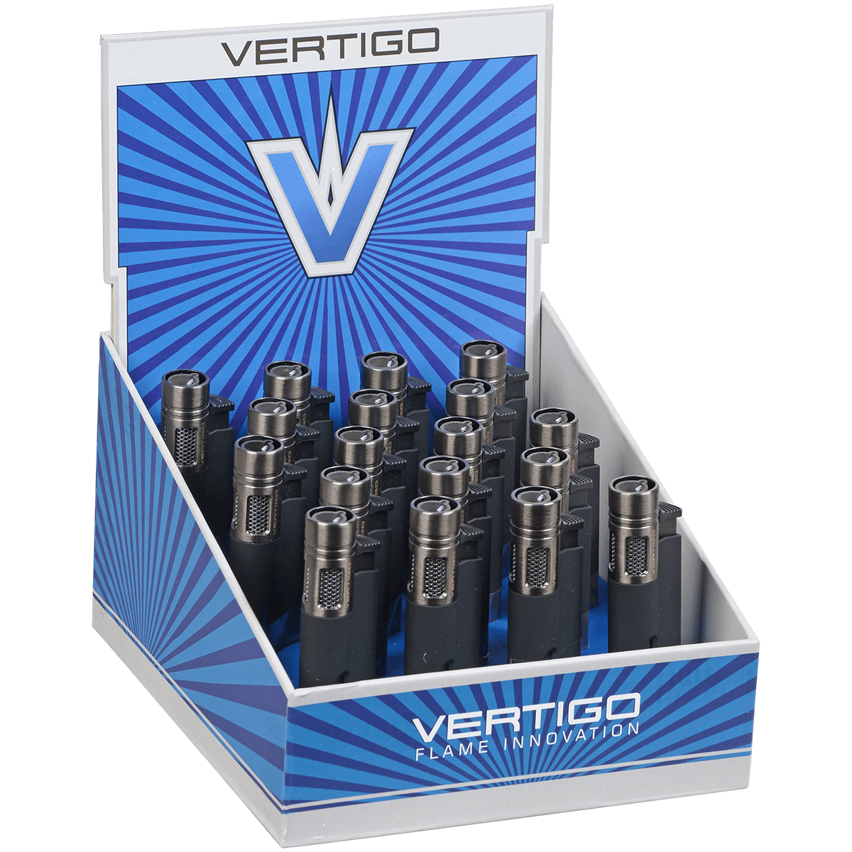 Vertigo Rave Torch Lighter Black 18 Pk Display