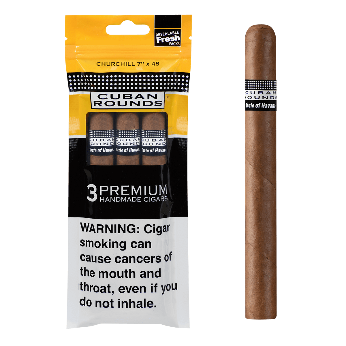 PROMO CUBAN ROUNDS CHURCHILL NATURAL "SEALED FRESH" 1/3 CT. 7.00X48
