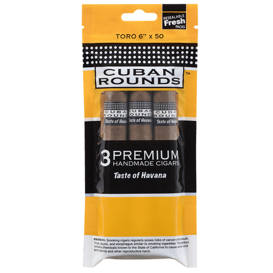 Promo Cuban Rounds Nat Toro "Sealed Fresh" 3 Ct Pack 6.00X50