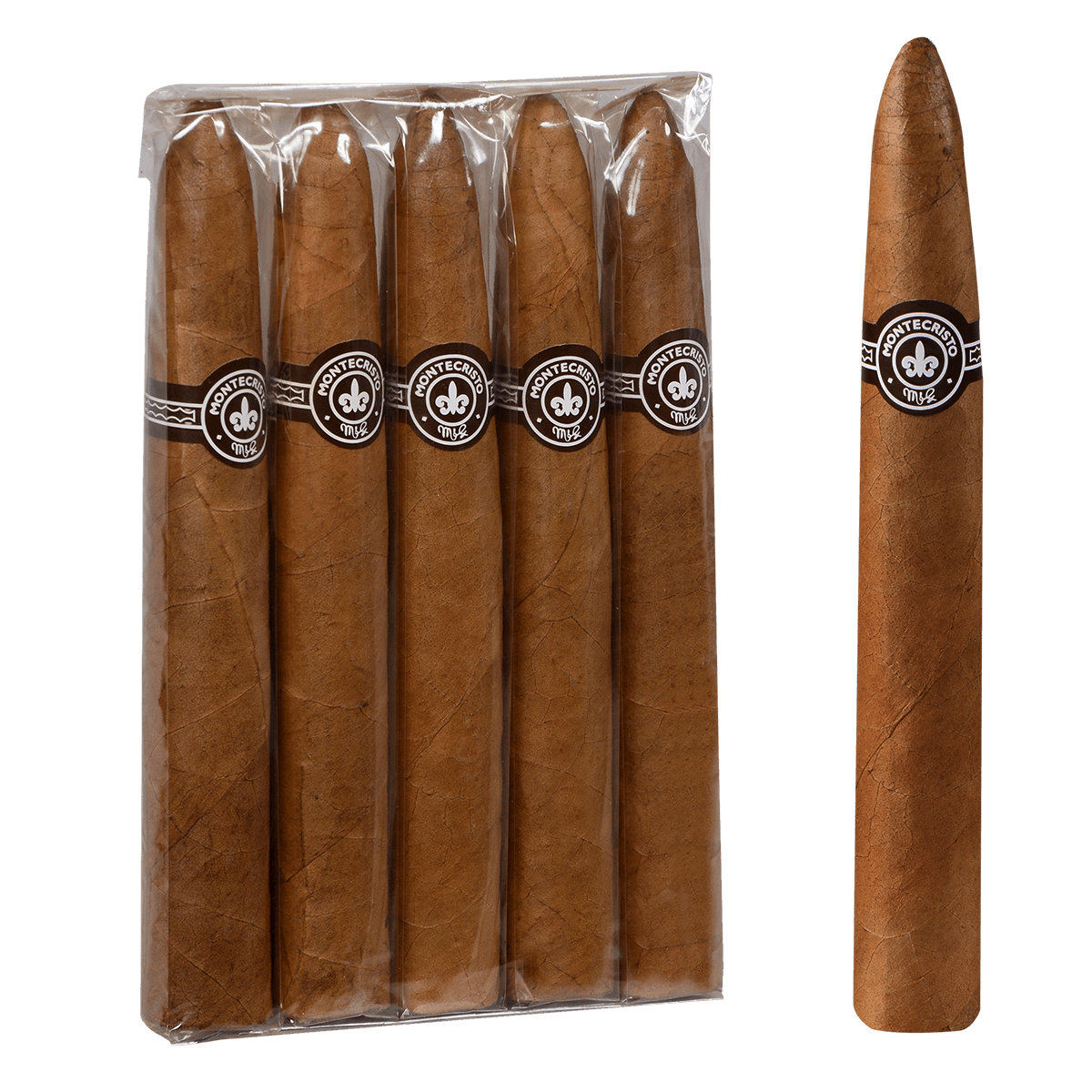 Sample Montecristo No. 2 Torpedo Natural 5 Ct. Pack. 6.00X50