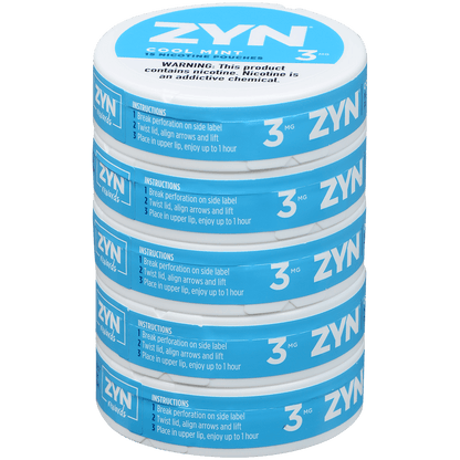 Zyn Nicotine Pouches Cool Mint 3 Mg 1/5 Tins