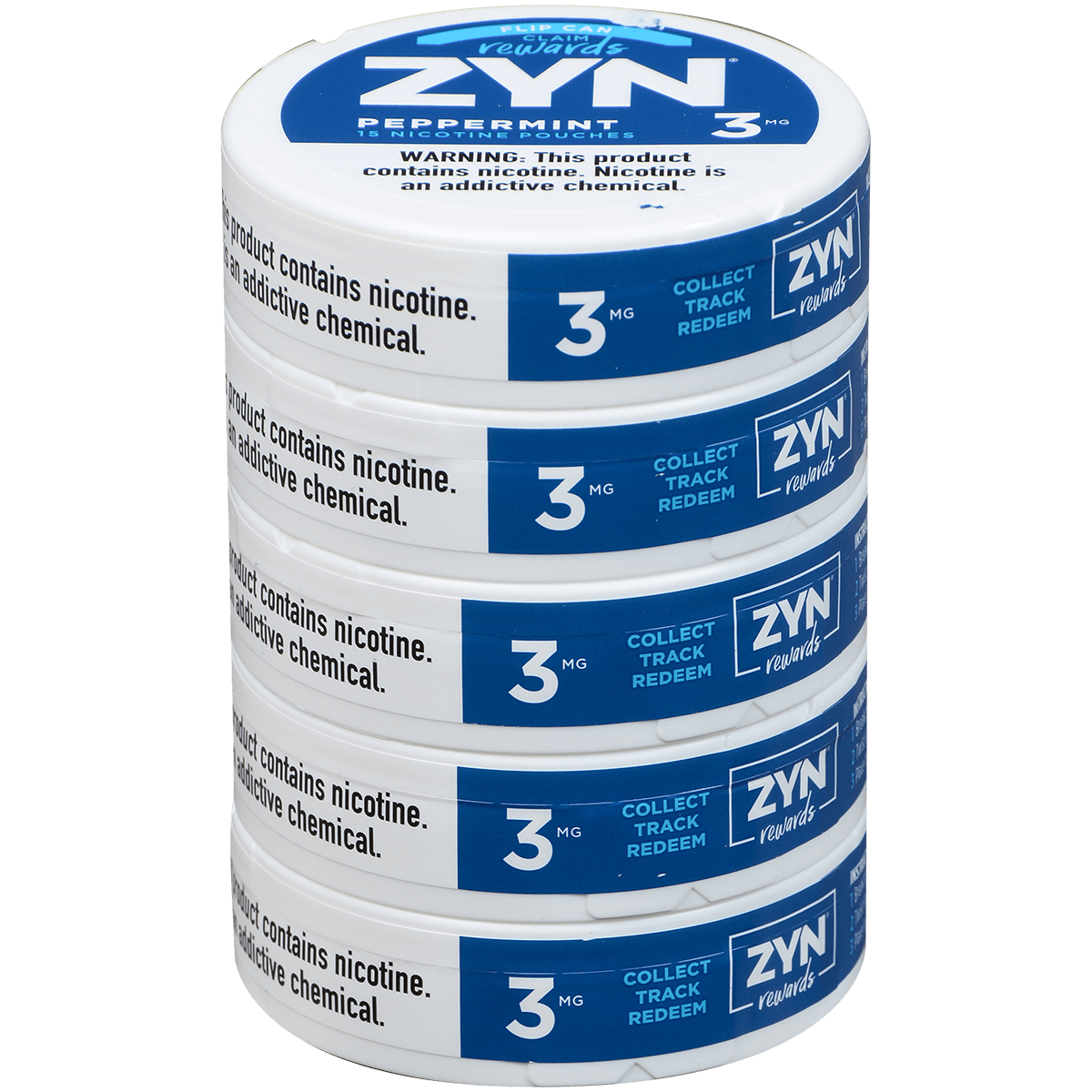 Zyn Nicotine Pouches Peppermint 3 Mg 1/5 Tins