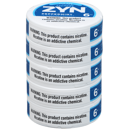 Zyn Nicotine Pouches Peppermint 6 Mg 1/5 Tins