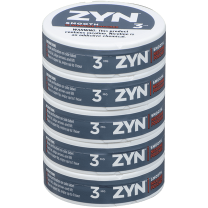 Zyn Nicotine Pouches Smooth 3 Mg 1/5 Tins