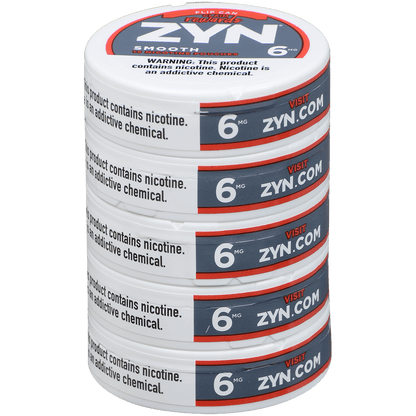 Zyn Nicotine Pouches Smooth 6 Mg 1/5 Tins