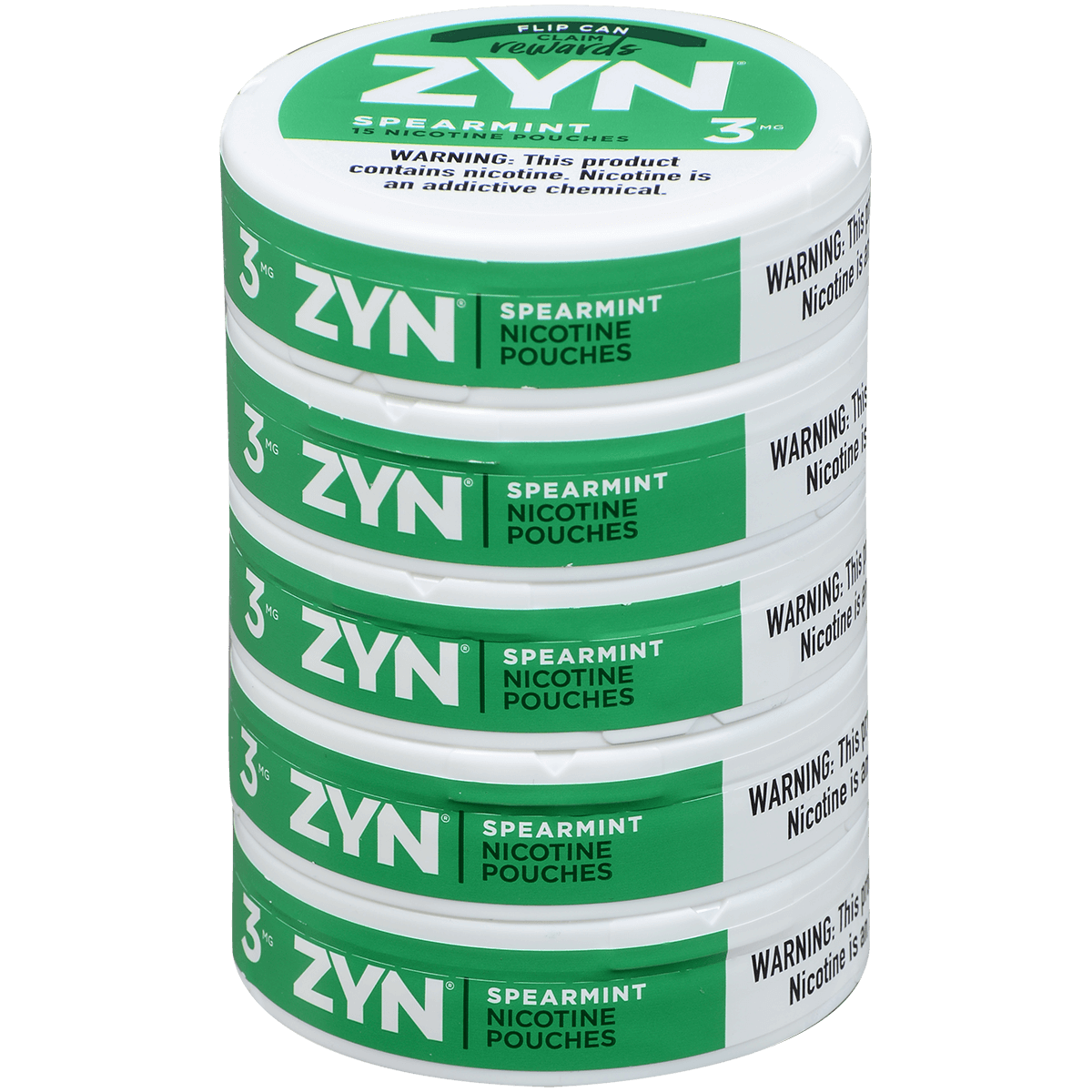 Zyn Nicotine Pouches Spearmint 3 Mg 1/5 Tins