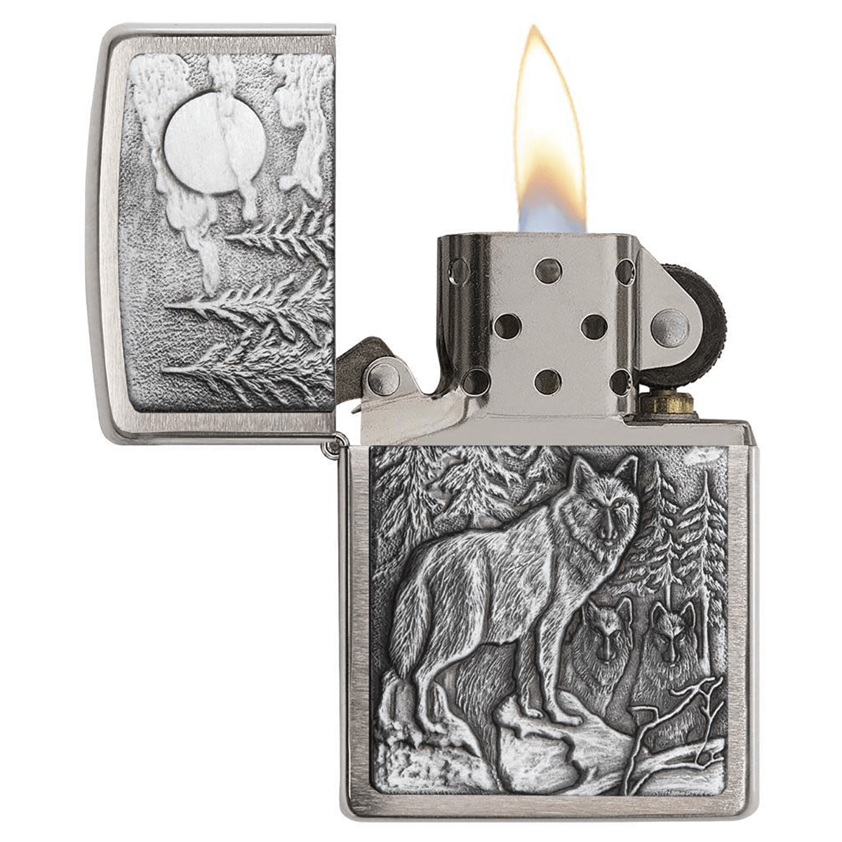 Zippo Timberwolves Emblem Brushed Chrome