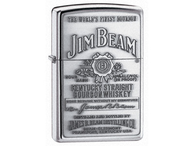 Zippo Jim Beam Pewter Emblem High Polish Chrome