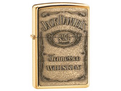 Zippo Jack DanielS Label Brass Emblem High Polish Brass