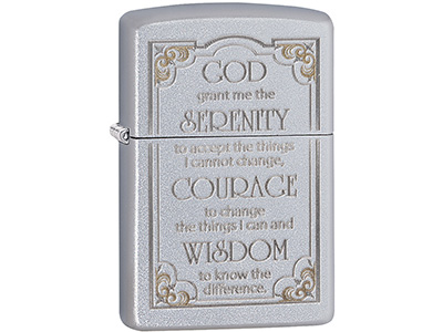 Zippo Satin Chrome God Serenity Courage Wisdom