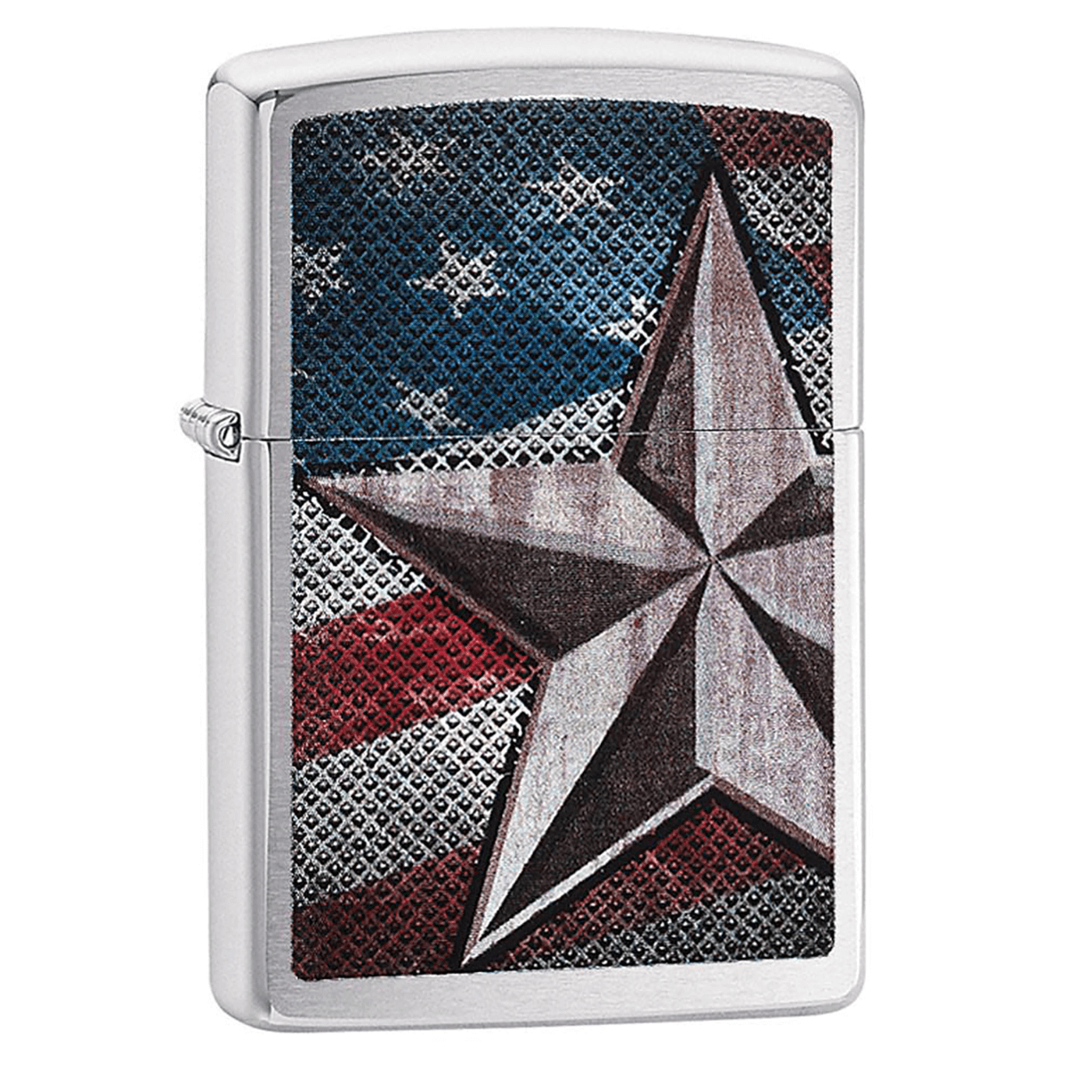 Zippo Brushed Chrome American Flag And Retro Star