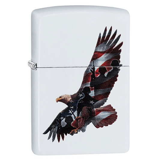 Zippo Eagle Patriotic Design White Matte