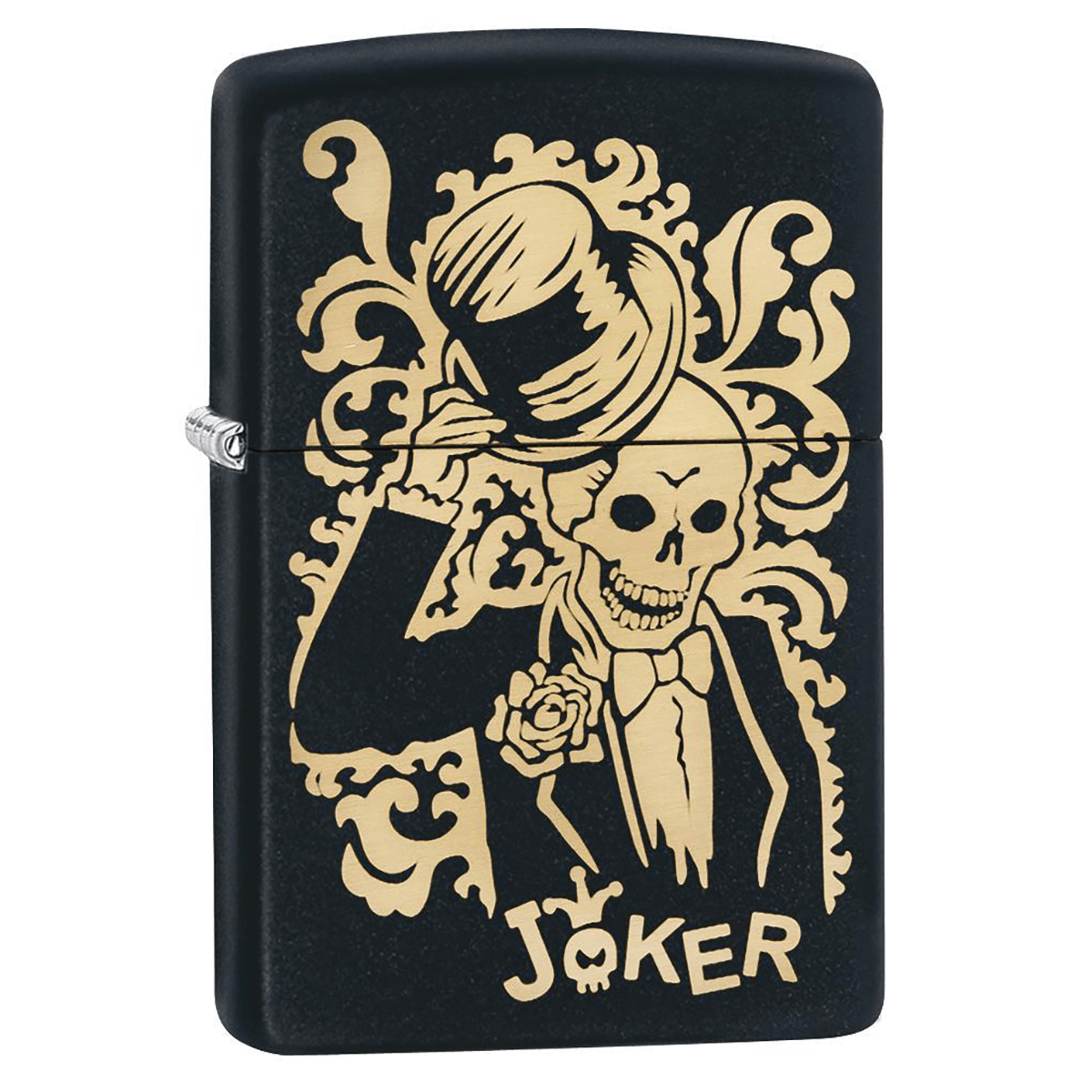 Zippo Intricate Pattern Behind Joker Black Matte