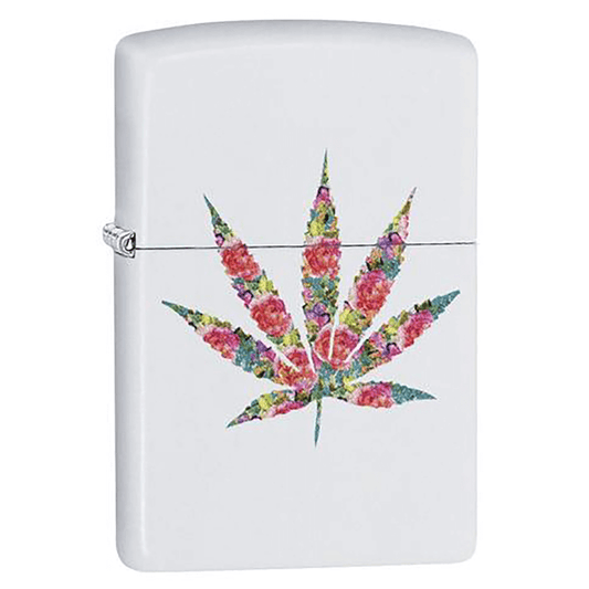 Zippo Floral Leaf Design White Matte