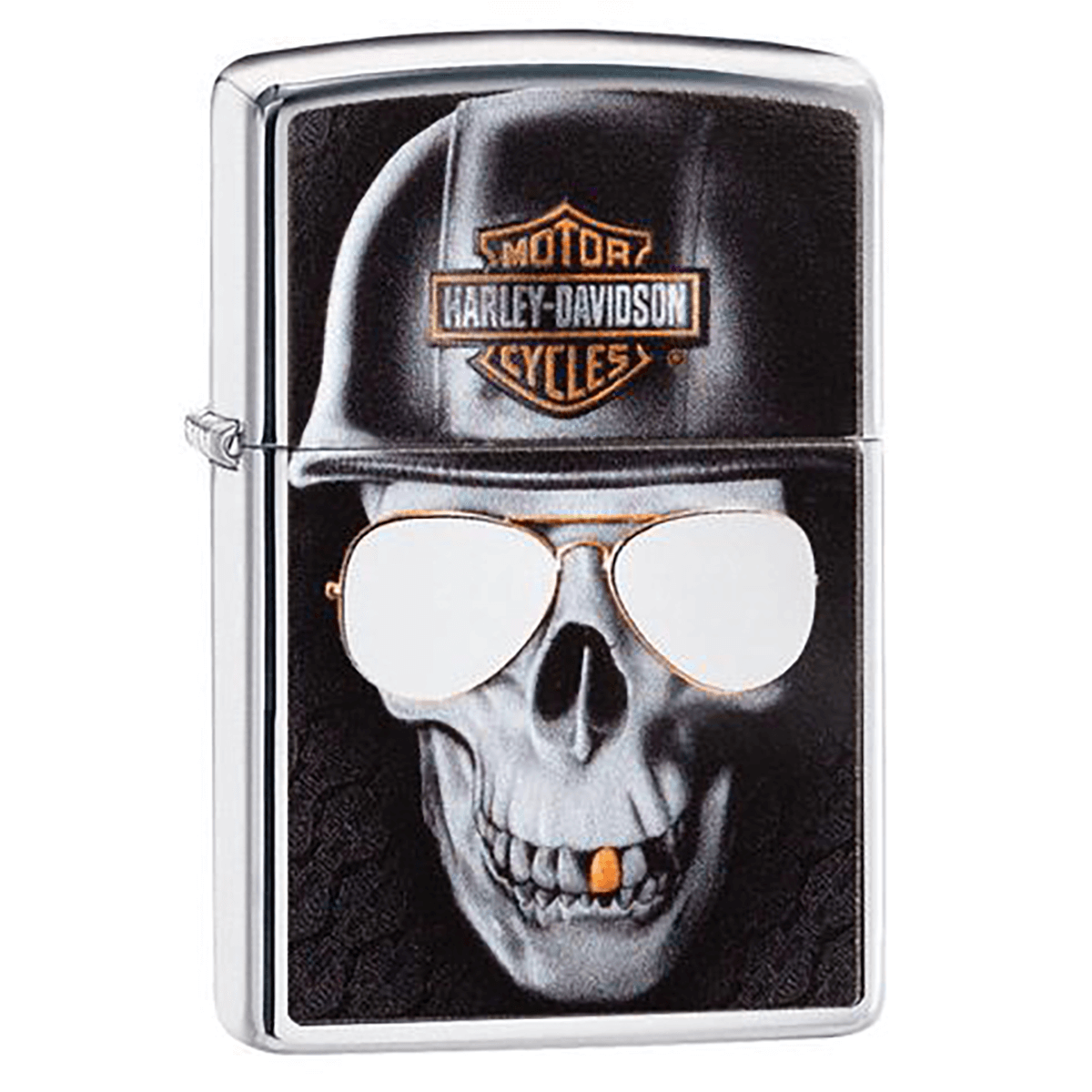 Zippo Harley-Davidson Skullwith Glasses High Polish Chrome