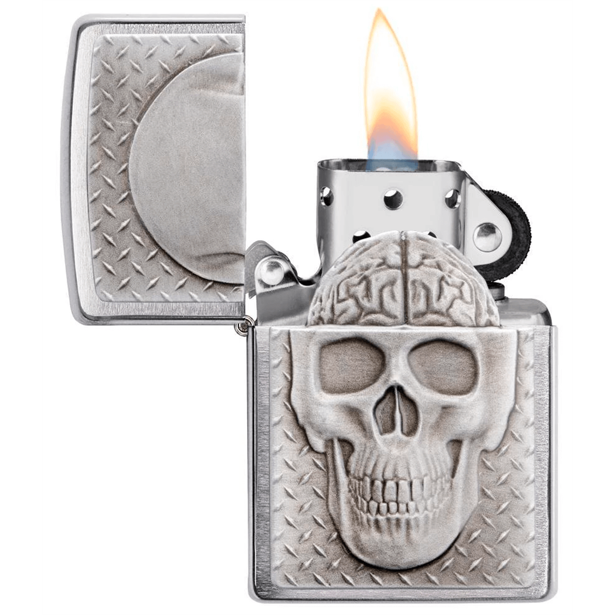 Zippo Skull With Hidden Brain Brushed Chrome