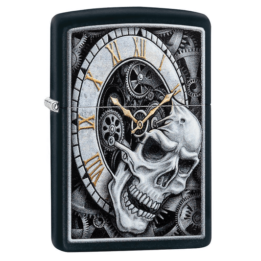 Zippo Skull Clock Design Black Matte
