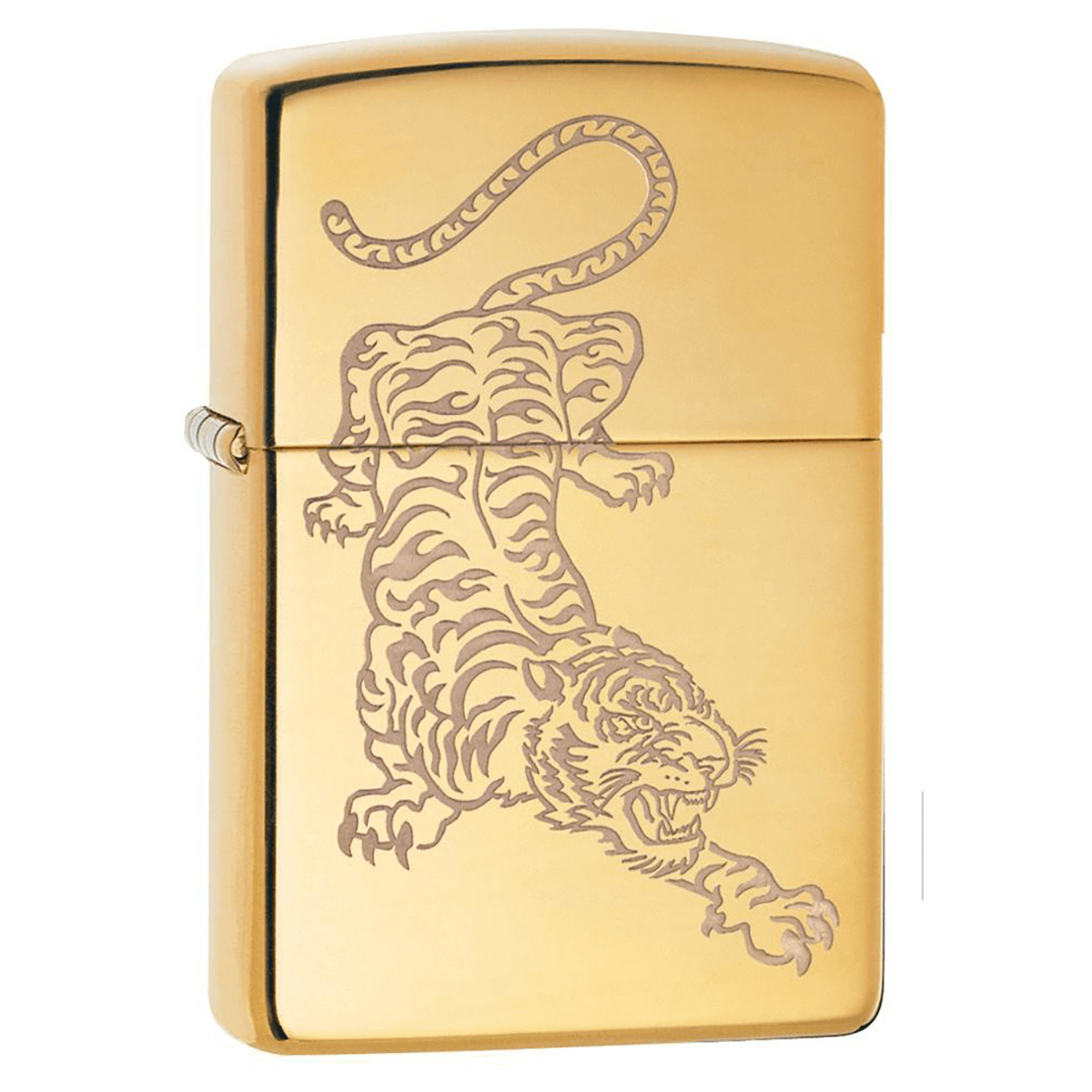 Zippo Tiger Design Engraved High Polish Brass Lustre