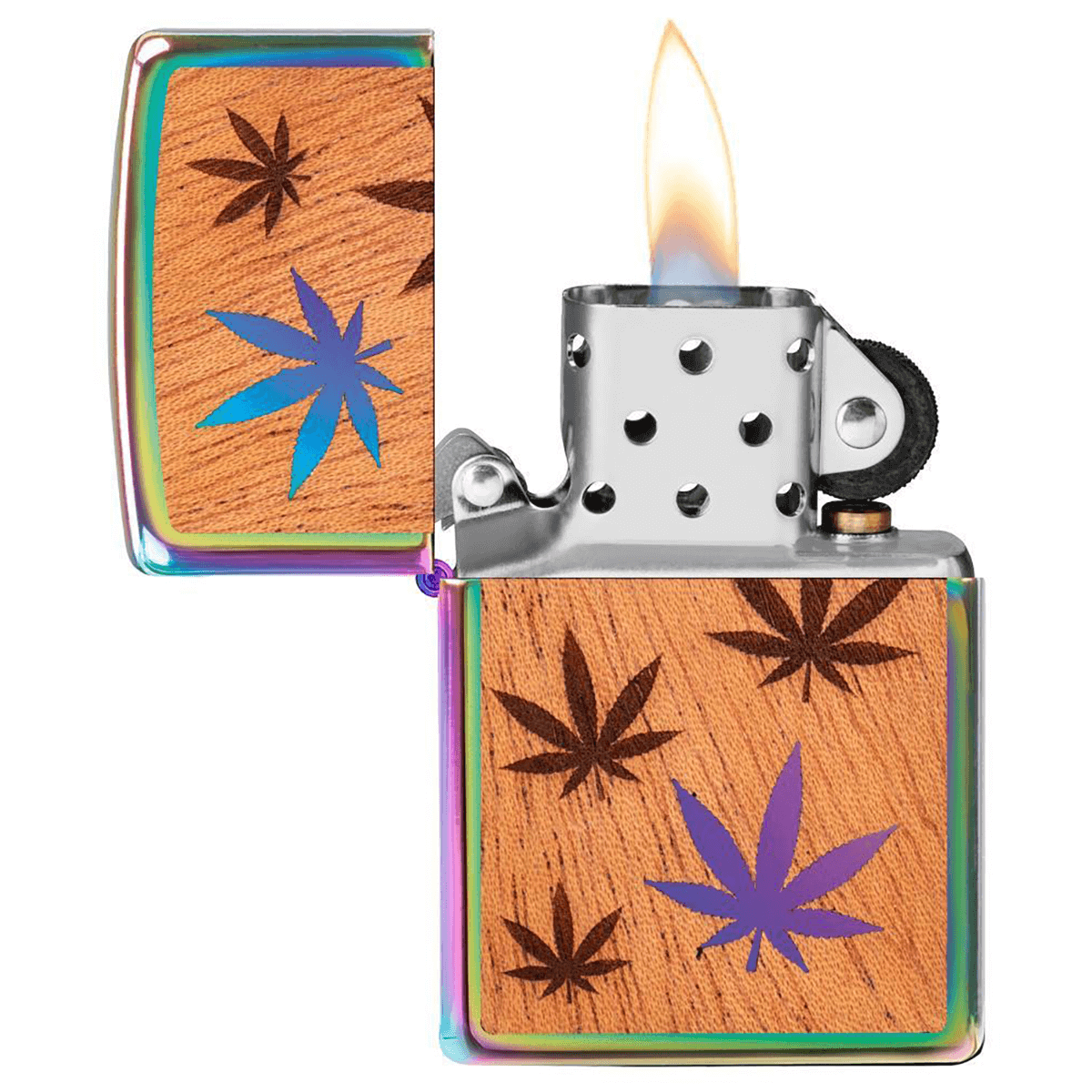 Zippo Woodchuck Leaves Mahogany Emblem Multi Color