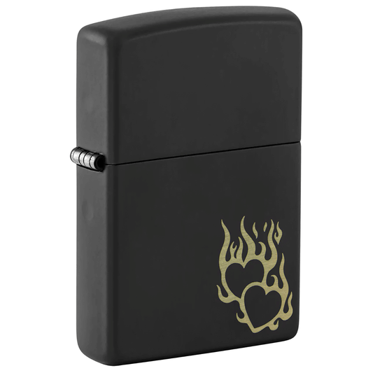 Zippo Hearts And Flames Matte Black