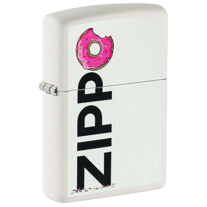 Zippo Pink Donut With Logo Matte White