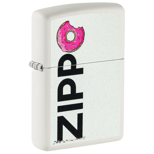 Zippo Pink Donut With Logo Matte White