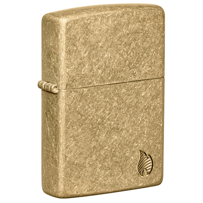 Zippo Armor Deep Carve Flame Logo Tumbled Brass