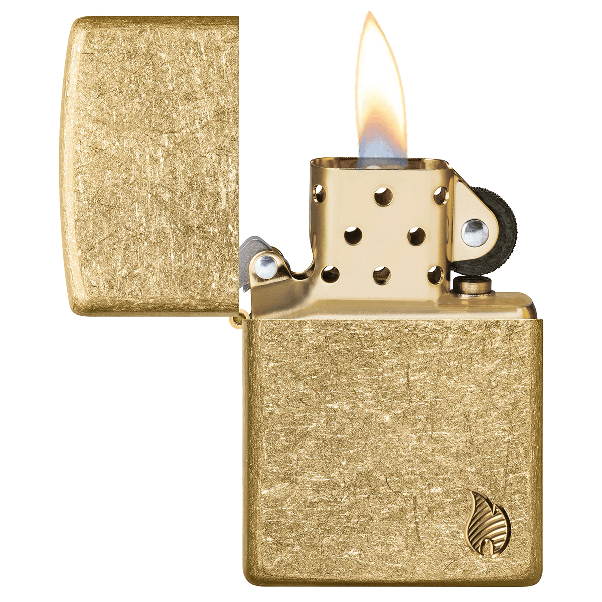 Zippo Armor Deep Carve Flame Logo Tumbled Brass
