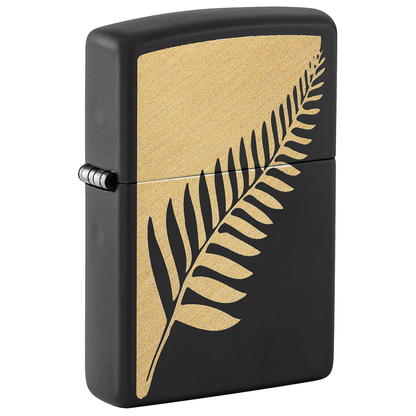 Zippo 2 Tone Fern Plant Image Matte Black