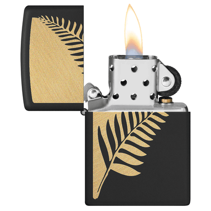 Zippo 2 Tone Fern Plant Image Matte Black