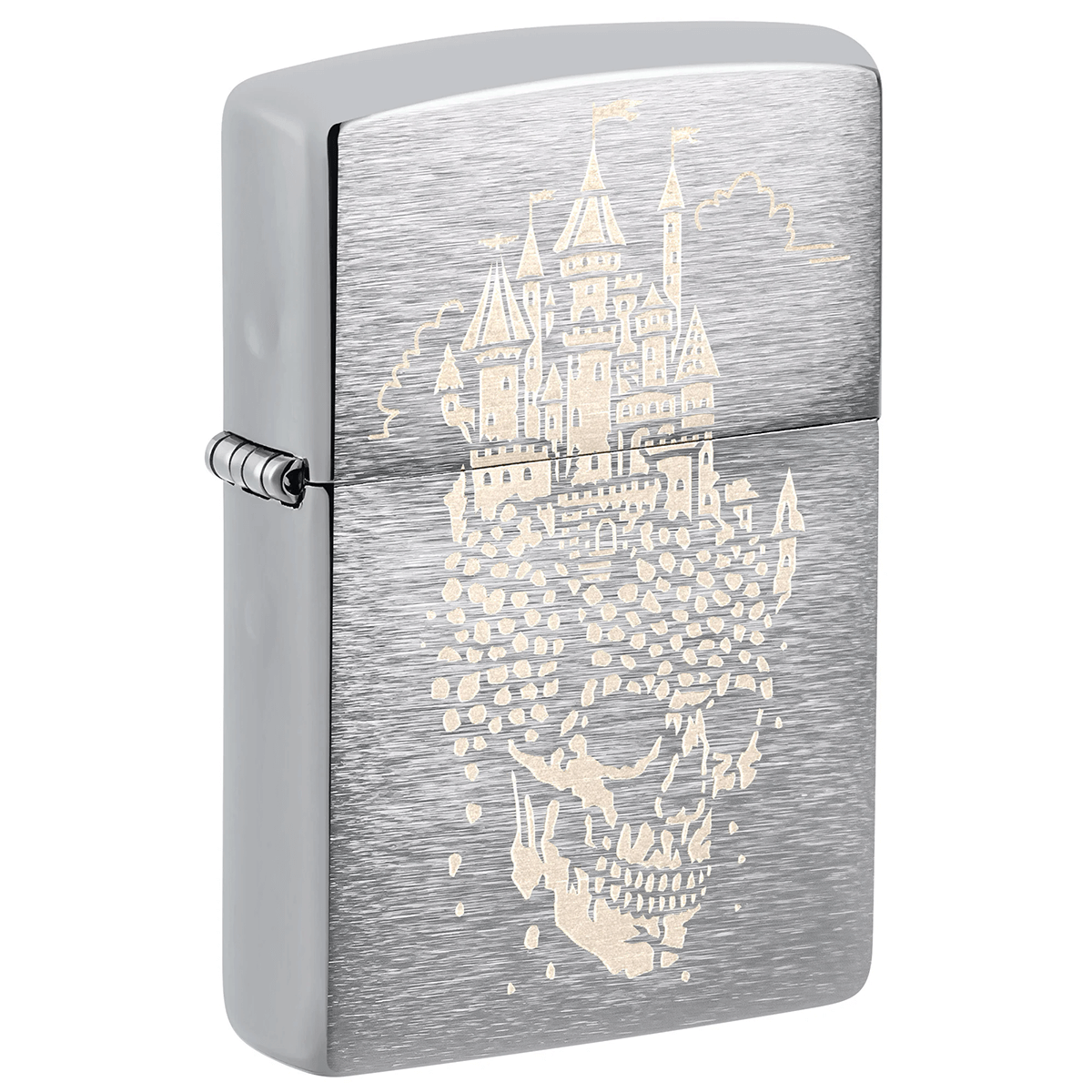 Zippo Skull Castle Engrave Brushed Chrome