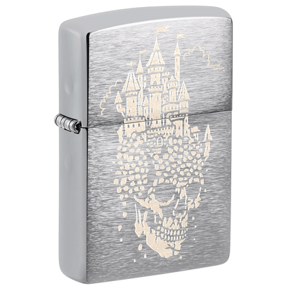 Zippo Skull Castle Engrave Brushed Chrome