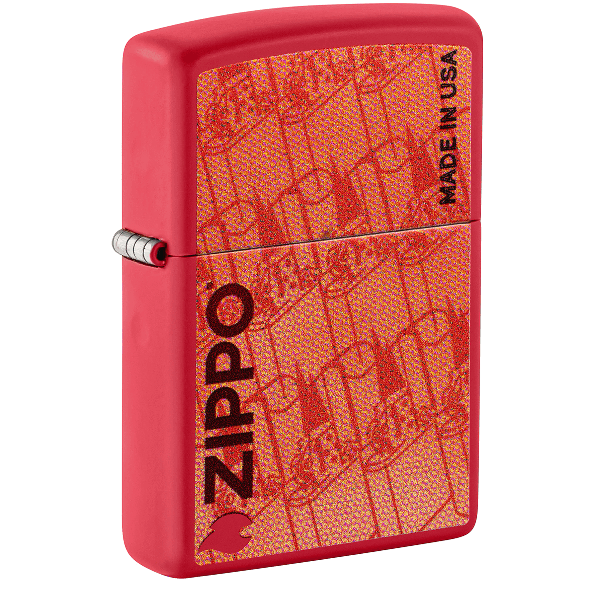 Zippo Logo "Made In Usa" Color Image Matte Red