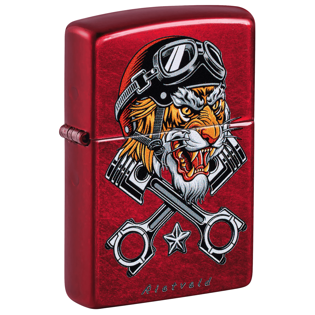 Zippo Rietveld Skull Flame Color Image Iron Stone Finish