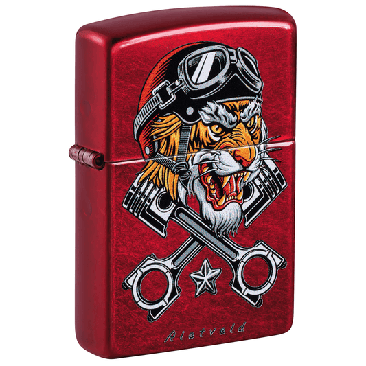 Zippo Rietveld Skull Flame Color Image Iron Stone Finish
