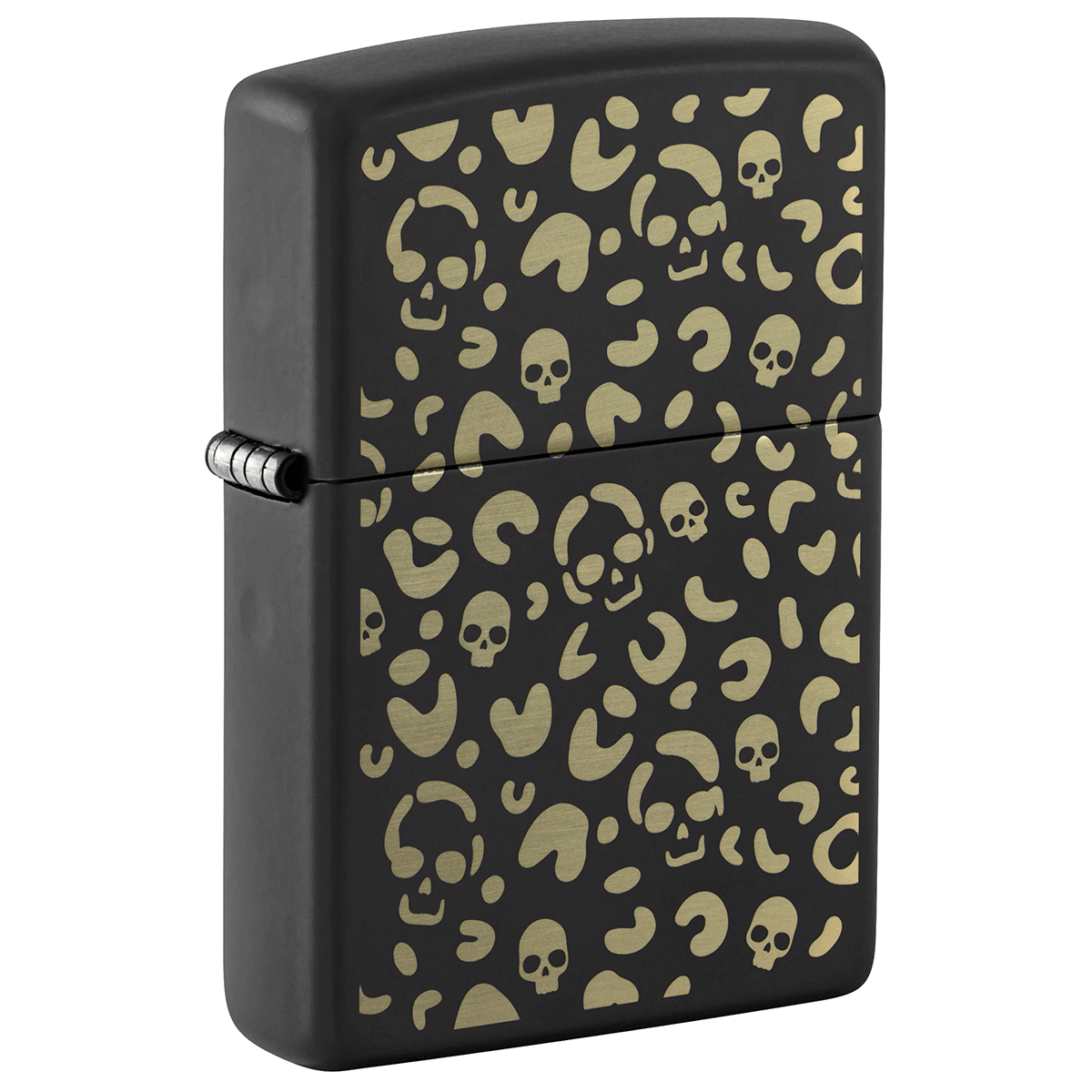 Zippo Skull Leopard Print Lazer Engrave Black Matte