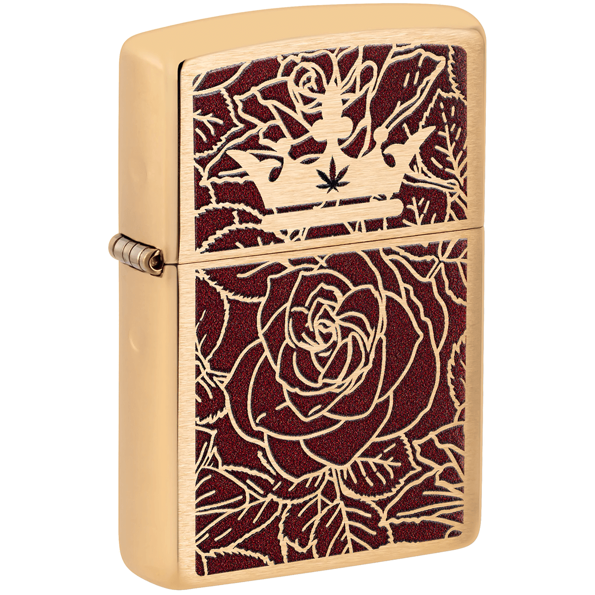 Zippo Queen Of Bud Rose Color Image Brushed Brass