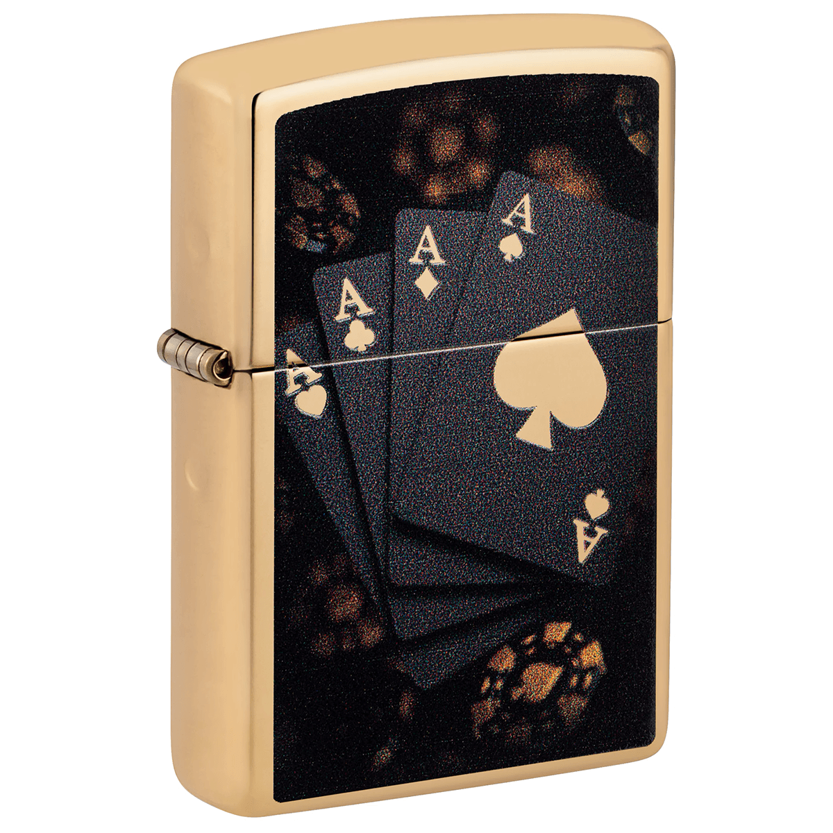 Zippo 4 Aces Color Image High Polish Brass
