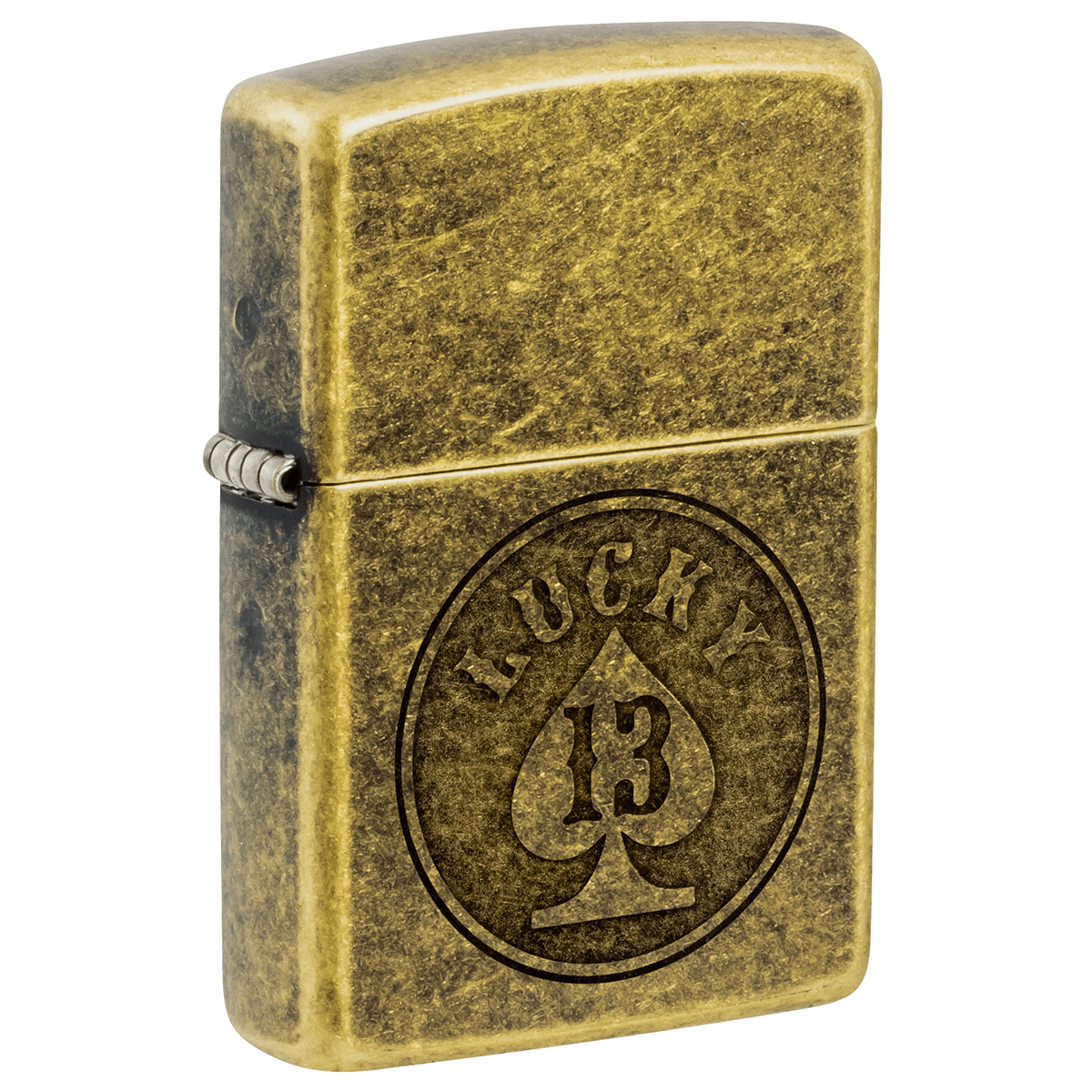 Zippo Lucky 13 Spade Lustre Antique Brass Finish