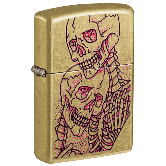 Zippo Skull Couple Color Image Street Brass