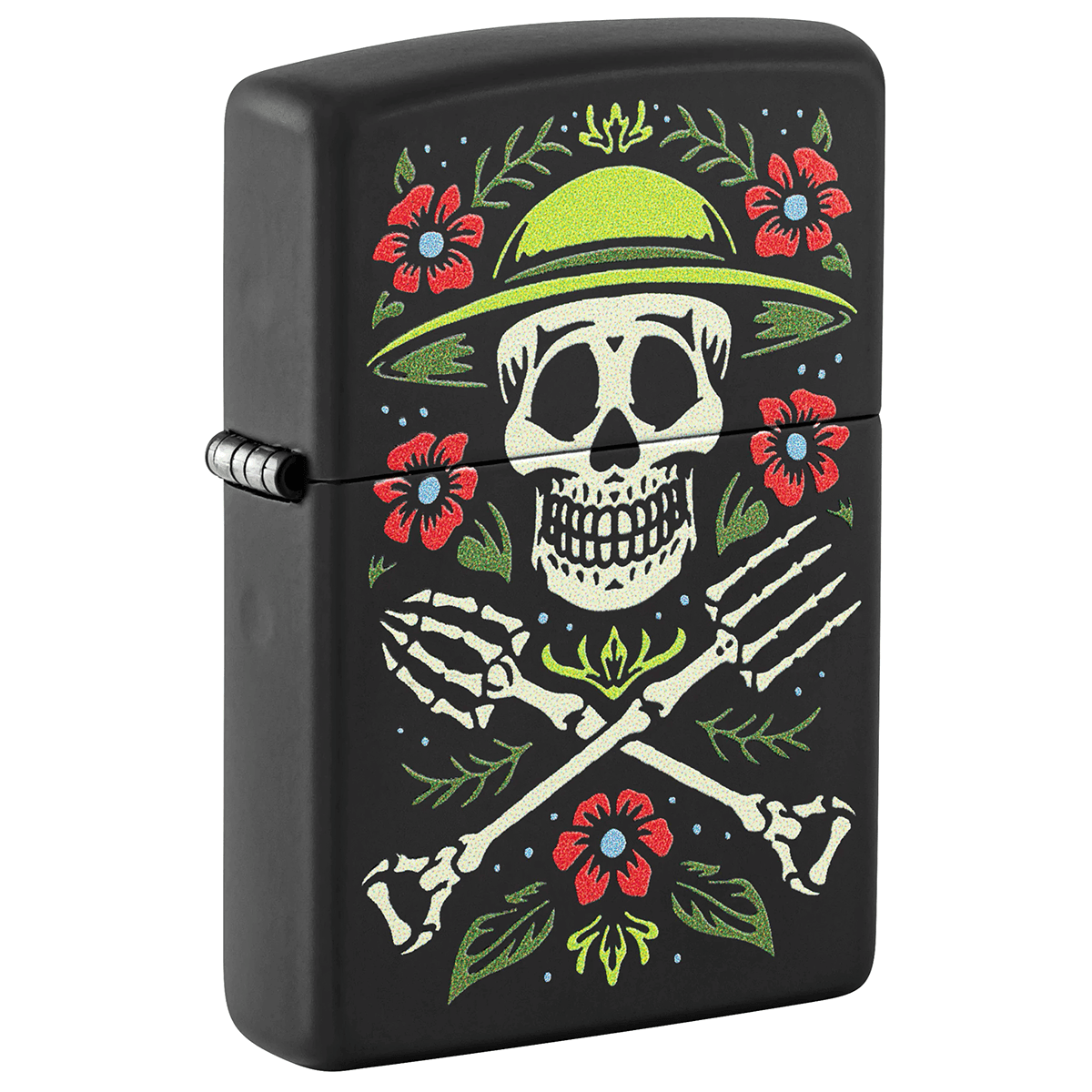 Zippo Skull Gargener Color Image Black Matte Finish