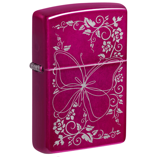 Zippo Butterfly Lazer Engrave Candy Raspberry Finish
