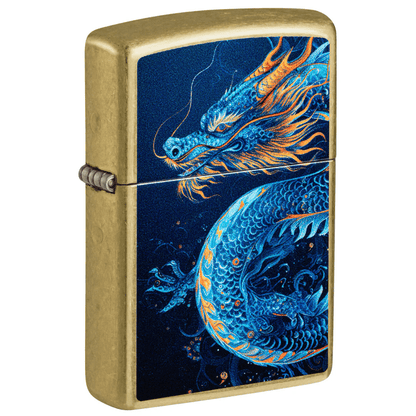 ZIPPO BLUE DRAGON STREET BRASS COLOR IMAGE