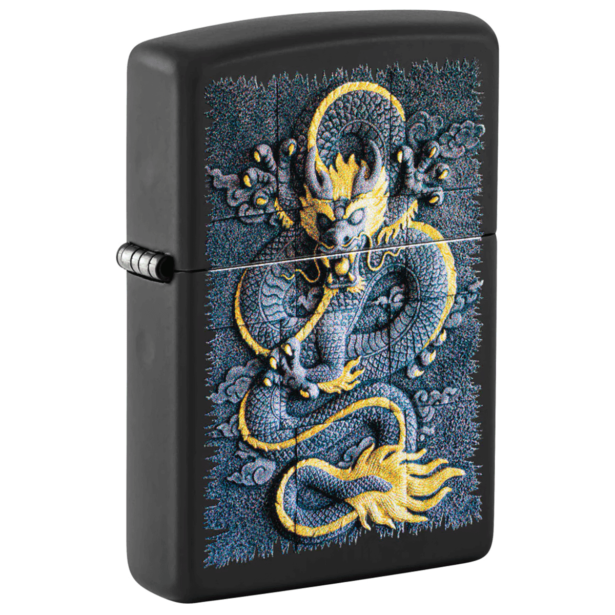 ZIPPO STONE DRAGON BLACK MATTE COLOR IMAGE