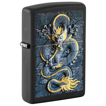 ZIPPO STONE DRAGON BLACK MATTE COLOR IMAGE