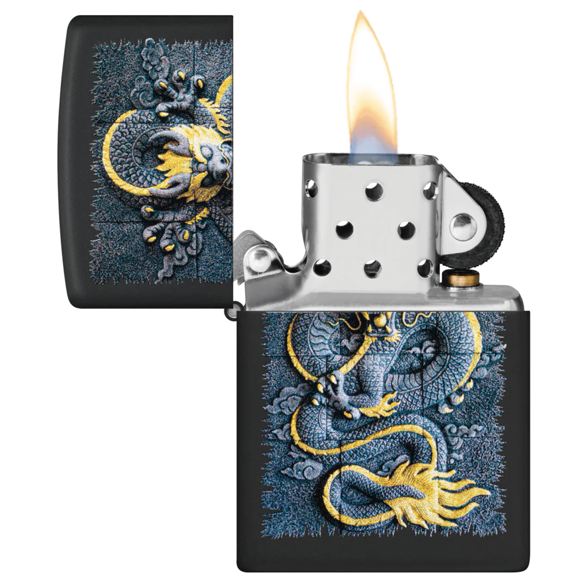 ZIPPO STONE DRAGON BLACK MATTE COLOR IMAGE