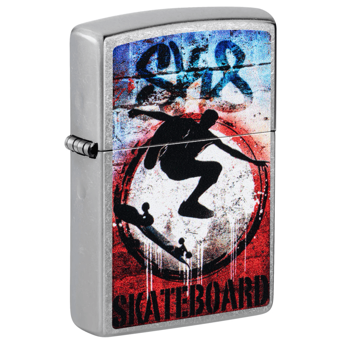 ZIPPO SKATEBOARD GRUNGE DESIGN STREET CHROME COLOR IMAGE