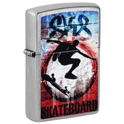 ZIPPO SKATEBOARD GRUNGE DESIGN STREET CHROME COLOR IMAGE