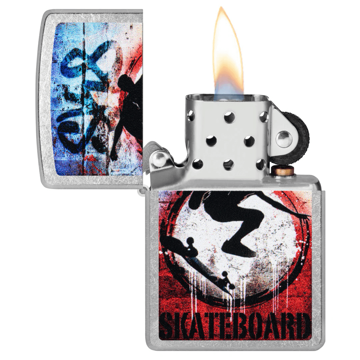 ZIPPO SKATEBOARD GRUNGE DESIGN STREET CHROME COLOR IMAGE