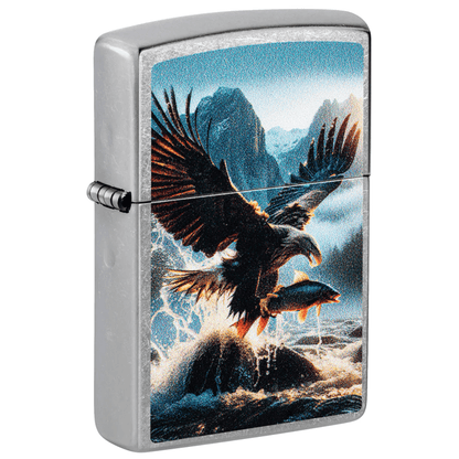 ZIPPO EAGLE AND FISH STREET CHROME COLOR IMAGE